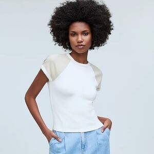 Madewell Raglan-Sleeve Baby‎ Tee in Antique Cream Size XS NWT